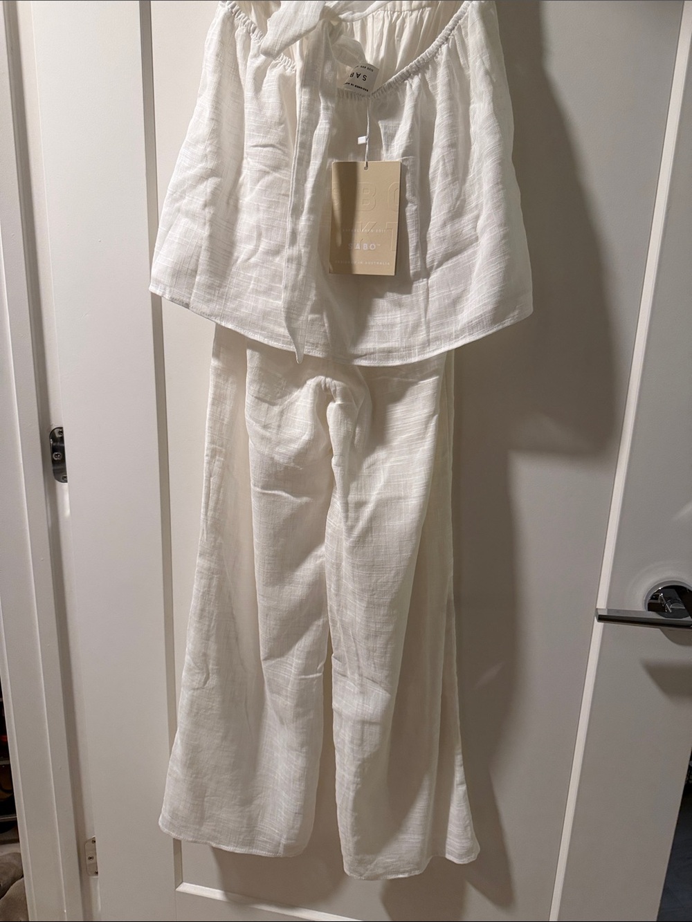 SABO White Strapless Linen Jumpsuit - Picture 6 of 8